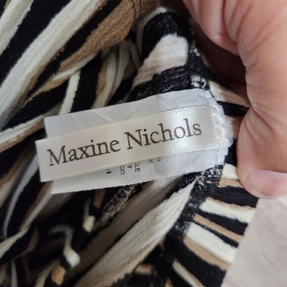 Maxine Nichols Brown Cream Wide Leg Flowy Pull On Tie Front Pants Size L (28x24) - Picture 12 of 13